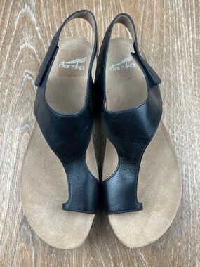 600 Dansko REECE Black Leather Slingback Sandals  41/ 10.5-11 us